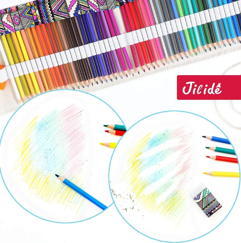 YSJILIDE Erasable Colored Pencils Set for Adults and Kids 48 Count Coloring Pencils for Drawing, Sketching, Adult Coloring Books with Eraser, Sharpener, Canvas Pencil Roll Wrap Back to School Supplies - Image 3